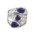 Lapis lazuli cocktail ring, 'Coming and Going' - Three Stone Lapis Lazuli and Sterling Silver Cocktail Ring thumbail