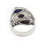 Lapis lazuli cocktail ring, 'Coming and Going' - Three Stone Lapis Lazuli and Sterling Silver Cocktail Ring