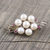 Cultured pearl and ruby brooch pin, 'Precious Bouquet' - Feminine Cultured Pearl and Ruby Brooch Pin (image 2b) thumbail
