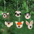 Wool felt ornaments, 'Happy Animals' (set of 6) - Hand Crafted Animal Face Wool Felt Ornaments (Set of 6) (image 2) thumbail