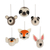 Wool felt ornaments, 'Happy Animals' (set of 6) - Hand Crafted Animal Face Wool Felt Ornaments (Set of 6) thumbail