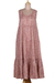Cotton tiered sundress, 'Berry Bliss' - Sleeveless Cotton Maxi Dress in Berry and Wheat (image 2a) thumbail