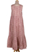 Cotton tiered sundress, 'Berry Bliss' - Sleeveless Cotton Maxi Dress in Berry and Wheat (image 2d) thumbail