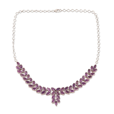Amethyst pendant necklace, 'Treasured Garland' - Amazing 25 Carat Amethyst Pendant Necklace from India