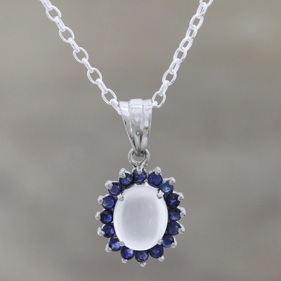 Over The Hill Blue Sapphire & Sterling Silver Pendants with 18