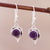 Amethyst dangle earrings, 'Intricate Twirl in Purple' - Amethyst and Sterling Silver Earrings from India (image 2b) thumbail