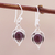 Garnet dangle earrings, 'Intricate Twirl in Crimson' - Natural Garnet Cabochon and Sterling Silver Earrings (image 2) thumbail
