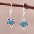 Sterling silver dangle earrings, 'Intricate Twirl in Turquoise' - Sterling Silver Earrings with Reconstituted Turquoise (image 2) thumbail