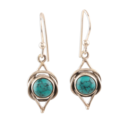 Sterling Silver Earrings with Reconstituted Turquoise