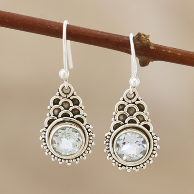 Blue topaz dangle earrings, 'Scales of the Sea' - Sterling Silver and Blue Topaz Dangle Earrings