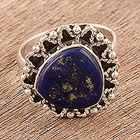 Lapis lazuli cocktail ring, 'Blue Tranquility' - Artisan Designed Lapis Lazuli Cocktail Ring