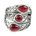 Garnet cocktail ring, 'Coming and Going' - Multi-Stone Garnet Cocktail Ring from India
