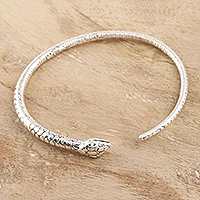 Sterling silver cuff bracelet, 'Charming Snake' - Sterling Silver Snake Cuff Bracelet