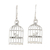 Sterling silver dangle earrings, 'Caged Bird' - Artisan Crafted Bird and Birdcage Sterling Silver Earrings