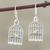 Sterling silver dangle earrings, 'Caged Bird' - Artisan Crafted Bird and Birdcage Sterling Silver Earrings