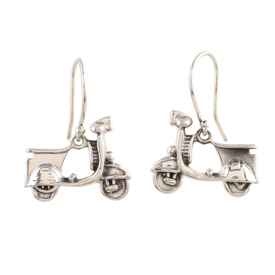 Sterling silver dangle earrings, 'Let's Ride' - Sterling Silver Scooter Dangle Earrings