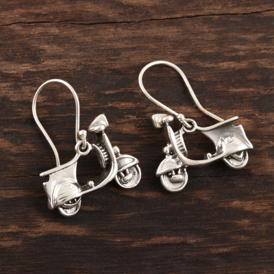Sterling silver dangle earrings, 'Let's Ride' - Sterling Silver Scooter Dangle Earrings