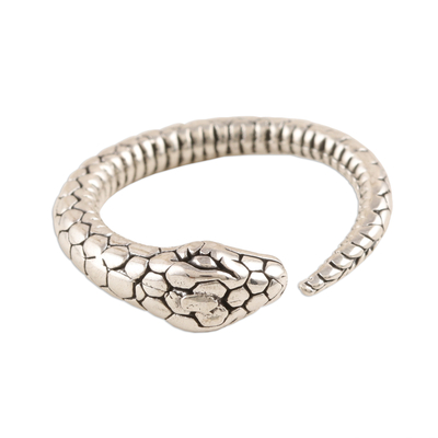 Sterling Silver Snake Wrap Ring - Snake Charming | NOVICA