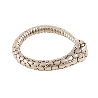 Sterling silver wrap ring, 'Snake Charming' - Sterling Silver Snake Wrap Ring