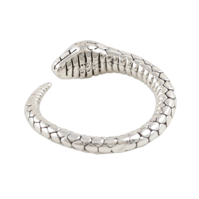 Sterling Silver Snake Wrap Ring - Snake Charming | NOVICA