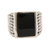 Men's onyx ring, 'Power Grid' - Men's Sterling Silver Ring with Onyx