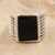 Men's onyx ring, 'Power Grid' - Men's Sterling Silver Ring with Onyx