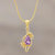 Gold plated amethyst pendant necklace, 'Bengal Blossom' - 14k Gold Plated Pendant Necklace with Amethyst (image 2) thumbail