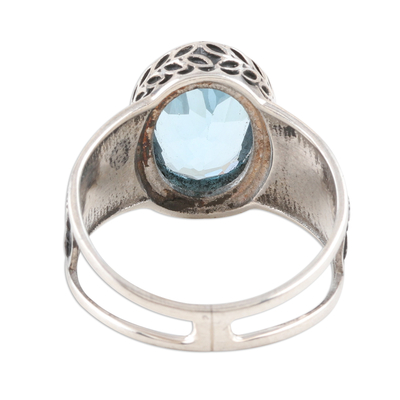 Men's blue topaz ring, 'Magnificent Glitter' - Men's Blue Topaz and Sterling Silver Ring