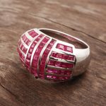Rhodium plated ruby cocktail ring, 'Ruby Glory' - Ruby and Sterling Silver Cocktail Ring