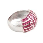 Rhodium plated ruby cocktail ring, 'Ruby Glory' - Ruby and Sterling Silver Cocktail Ring