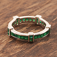 Emerald band ring, 'Viridian Treasure' - Stunning Channel-Set Emerald Band Ring
