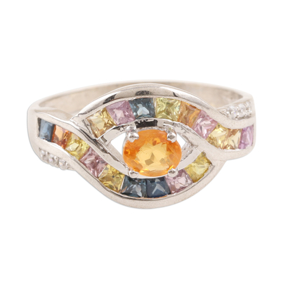 Multicolored Sapphire Cocktail Ring from India