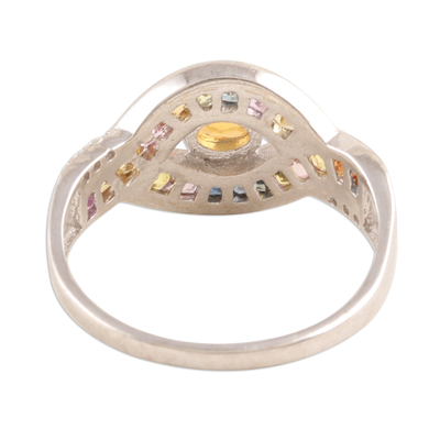 Sapphire cocktail ring, 'Rainbow Aura' - Multicolored Sapphire Cocktail Ring from India