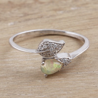 Opal cocktail ring, 'Magical Aura' - Opal and Sterling Silver Cocktail Ring