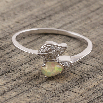 Opal cocktail ring, 'Magical Aura' - Opal and Sterling Silver Cocktail Ring