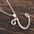 Sterling silver pendant necklace, 'Dancing V' - Artisan Crafted Pendant Necklace for Initial V