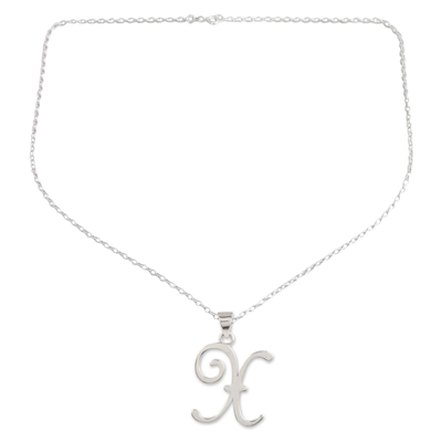 Initial X Sterling Silver Pendant Necklace