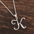 Anhänger-Halskette aus Sterlingsilber, 'Dancing K'. - Sterling Silber K Initial Anhänger Halskette