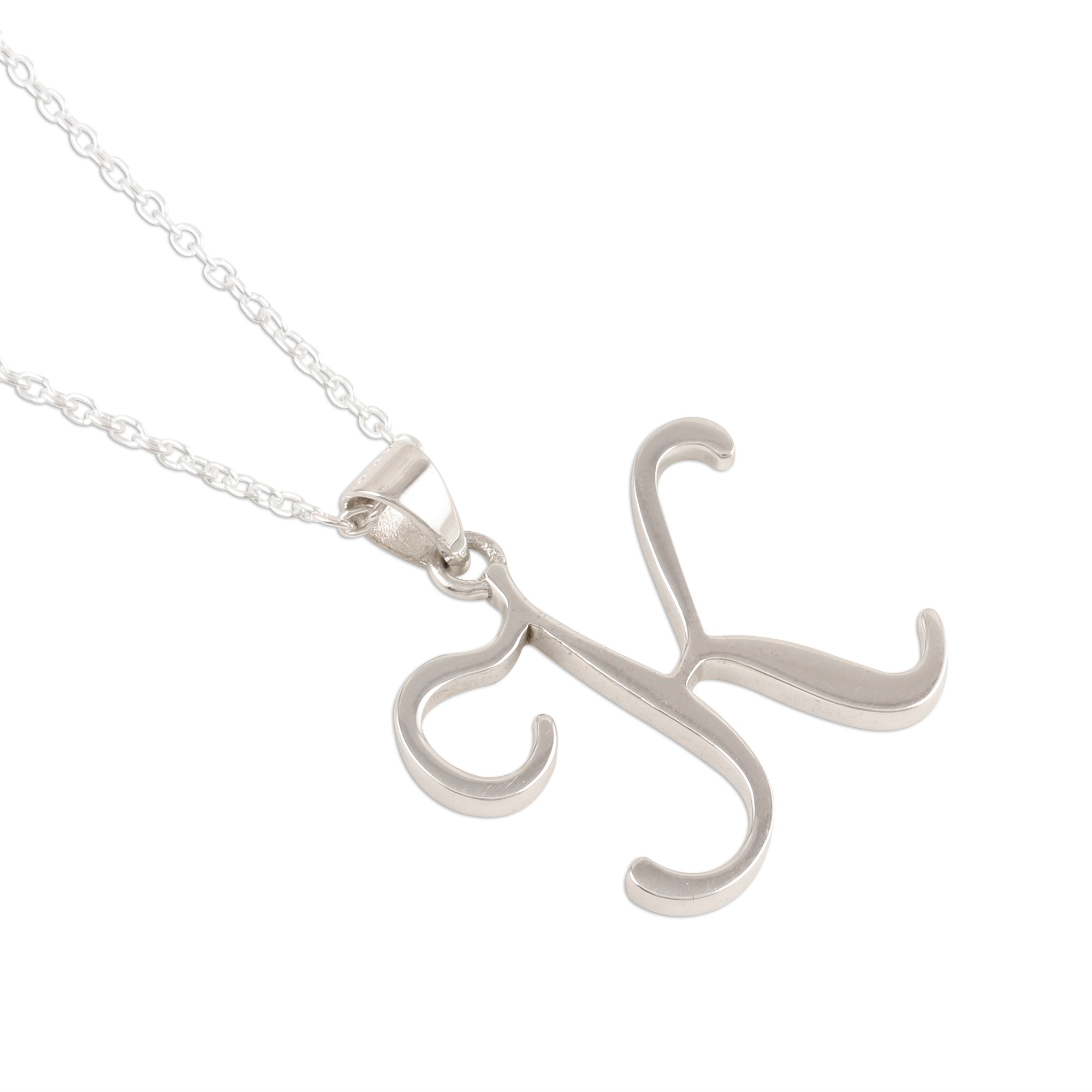 Sterling Silver K Initial Pendant Necklace Dancing K NOVICA
