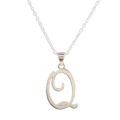 Q Initial Pendant Necklace from India
