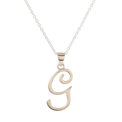 Sterling Silver Initial G Pendant Necklace