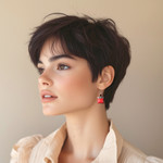 Calcite and garnet dangle earrings, 'Glory in Red' - Red Calcite and Garnet Silver Dangle Earrings