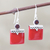 Calcite and garnet dangle earrings, 'Glory in Red' - Red Calcite and Garnet Silver Dangle Earrings
