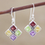 Multi-gemstone dangle earrings, 'Sparkling Flower' - Multicolored Gemstone Flower Dangle Earrings