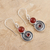Carnelian and garnet dangle earrings, 'Red Swirl' - Spiral Carnelian and Garnet Dangle Earrings