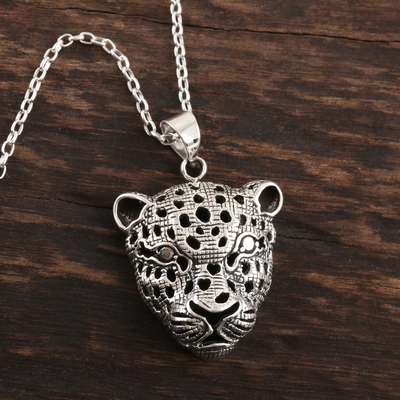 Collar colgante de plata esterlina - Collar con colgante de jaguar en plata de ley