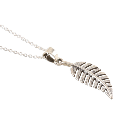 Sterling silver pendant necklace, 'Begampur Leaf' - Hand Crafted Sterling Leaf Pendant Necklace