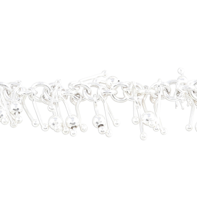 Gliederarmband aus Sterlingsilber - Kunsthandwerklich gefertigtes, klimperndes Gliederarmband aus Sterlingsilber