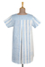 Block-printed cotton top, 'Waves of Blue' - Block Printed White Cotton Top with Light Blue Stripe Detail (image 2c) thumbail