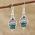 Malachite dangle earrings, 'Green Ocean' - Malachite Cabochon and Sterling Silver Dangle Earrings